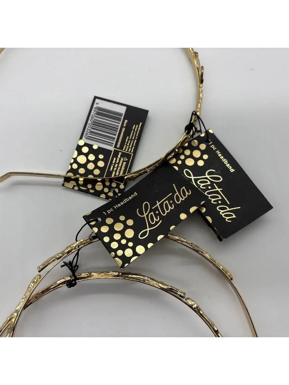 La ta da Gold Metal Headband Tree Twig Boho x3 NWT